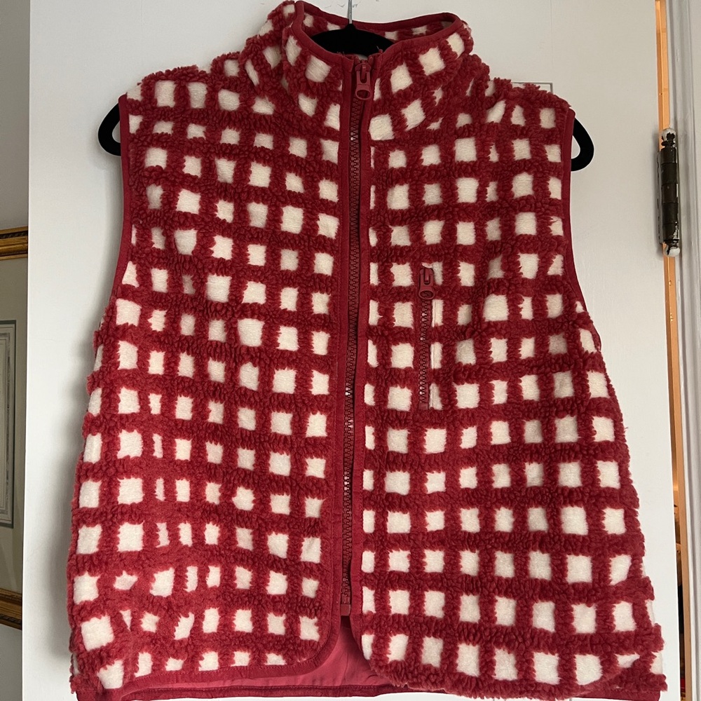 Red and White Checkered Fleece Vest